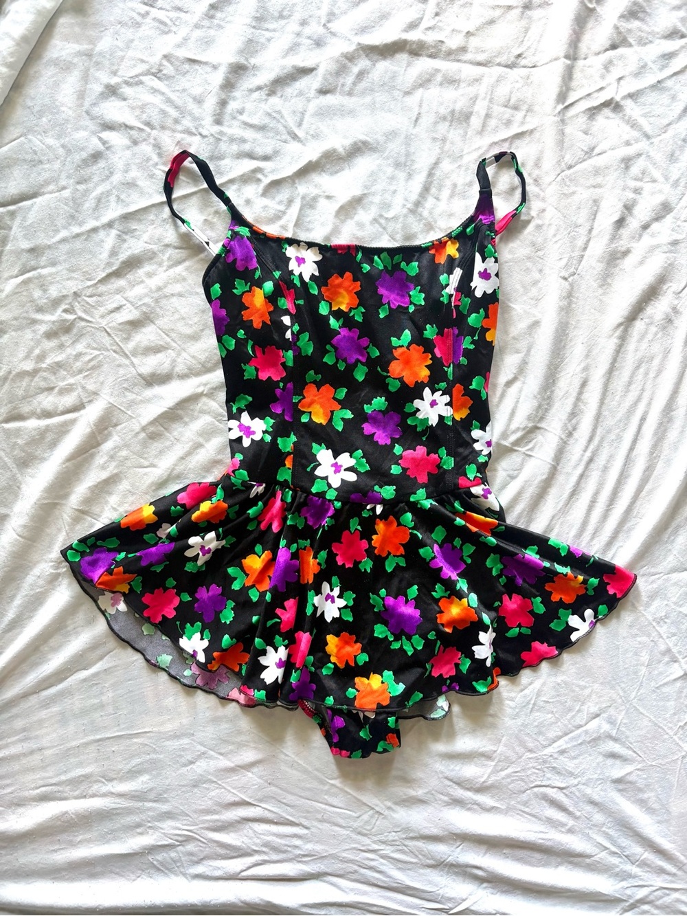 VTG 80s Maxine of Hollywood Neon Floral Skirted Swimdress One Piece Size 16